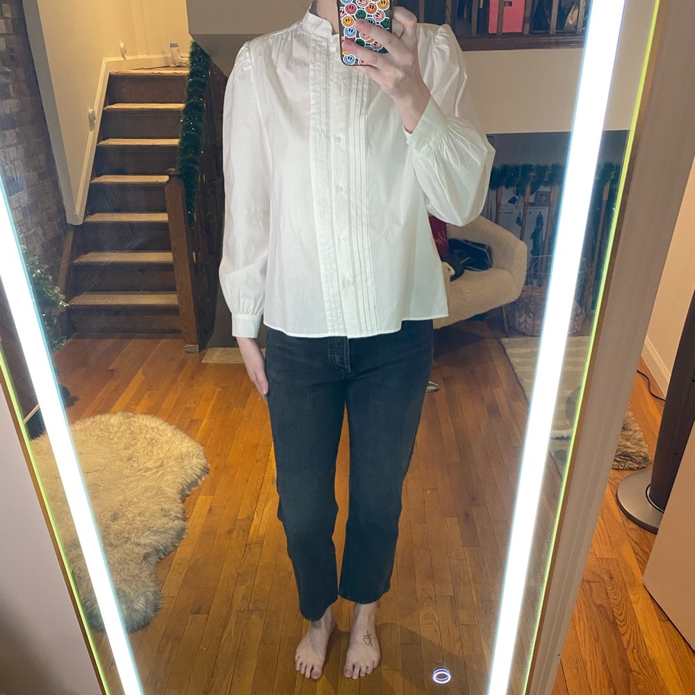 Walter Baker White Button Up Shirt with Shoulder Pads - size medium